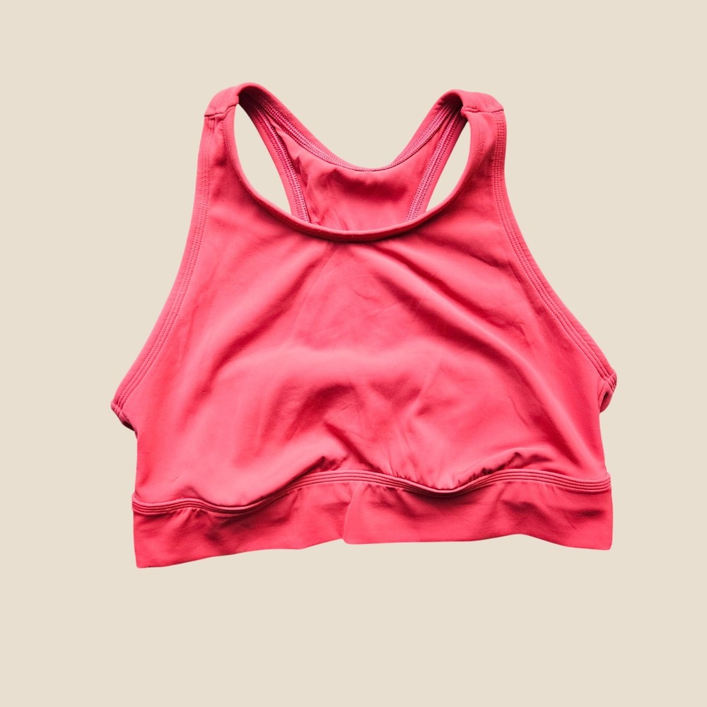 Aerie Chill Play Move High Neck Bow Back Sports Bra Coral Pink XL
